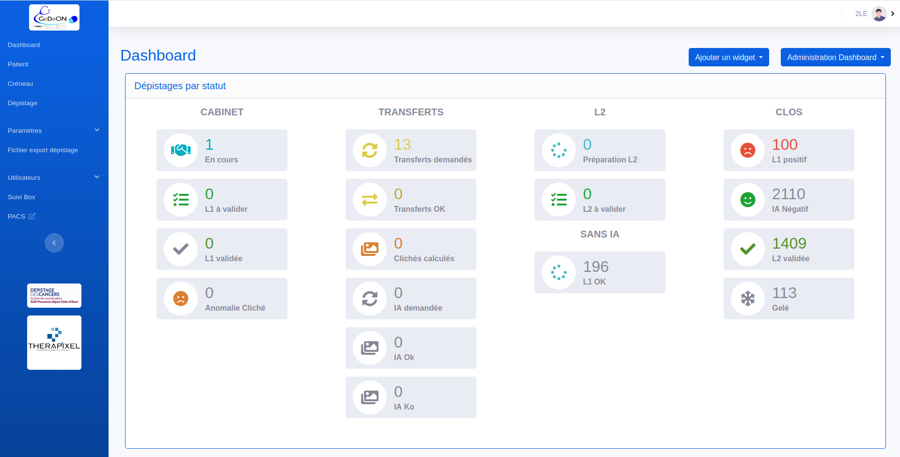 Gédéon - dashboard